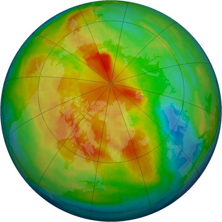 Arctic ozone map for 07 March 1993